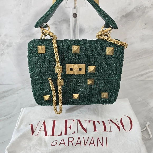 Valentino Garavani Green Handbag with Gold Accents - Picture 12 of 12